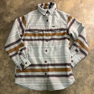 Columbia Calico Basin Shirt Jacket Womens XS Grey Brown Striped Shacket